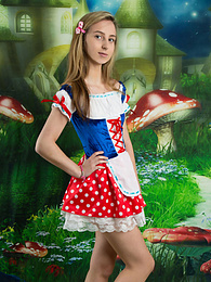 UhTeens presents: Very hot blonde teen beauty in an adorable outfit slowly takes it off to reveal her nice and perky boobs