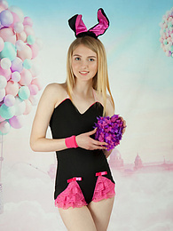 UhTeens presents: This tight blonde bunny has some smoking hot fun with stripping her clothes and playing with her flower