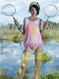 UhTeens presents: Stunning skinny teen plays around with her body on the lap of nature with the blue sky complimenting her beauty.