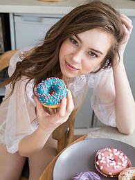 UhTeens presents: If you are a fan of skinny girls, check out how this cute little doll poses and teases totally naked in the kitchen.