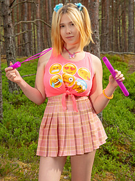 UhTeens presents: Naughty teen girl strips down outdoors exposing her juicy naked body, big tits and hot pussy