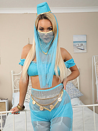 UhTeens presents: Lauren Louise from Layered-Nylons as a sexy genie wearing sheer pantyhose over white stockings