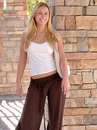 UhTeens presents: Light-Haired american cutie Summer Solstice removes her clothes and toys her twat